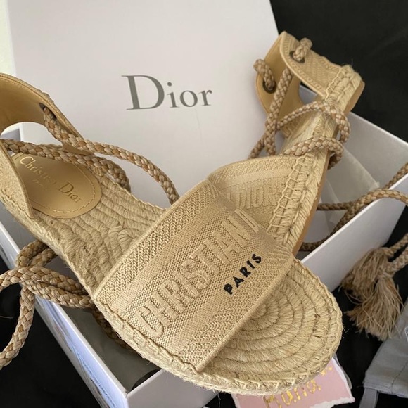 🔥sold🔥Christian Dior Rubber Lace-up Logo Sandals - Picture 7 of 10